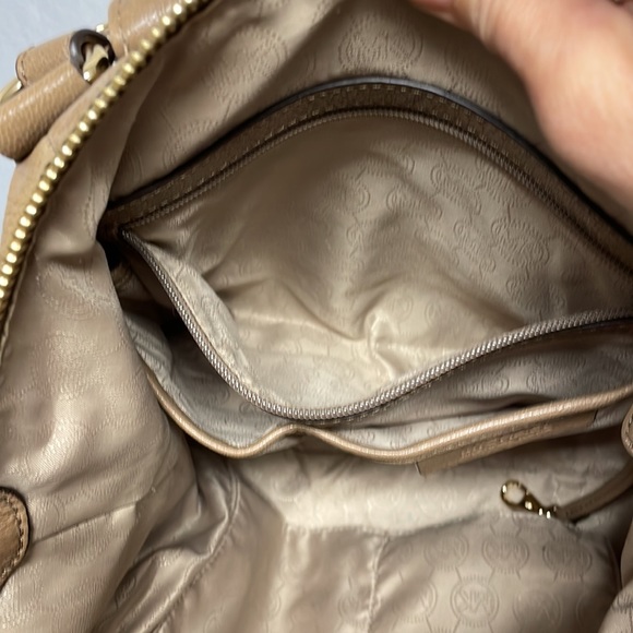 Michael Kors Camel and Gold colored Purse Bag With Handles and Cross Body Strap - Picture 8 of 12